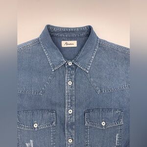Rowan Shirt Mens XL Blue Denim Western Workwear Button Up Long Sleeve Casual